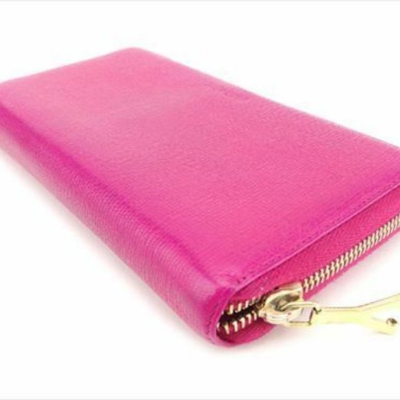 Auth Saint Laurent Wallet Purse Logo Pink Gold leather Woman - Picture 6 of 7